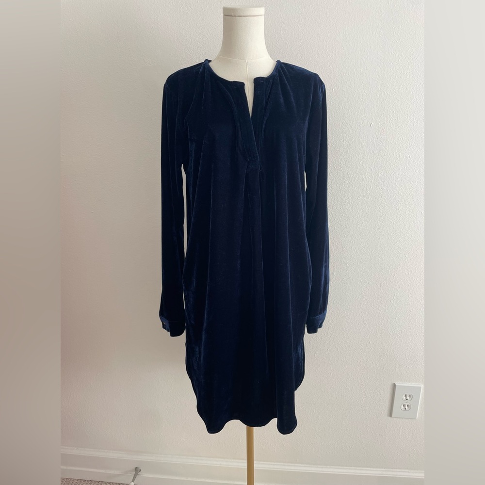 Umgee Midnight Blue Long Sleeve Velvet Dress